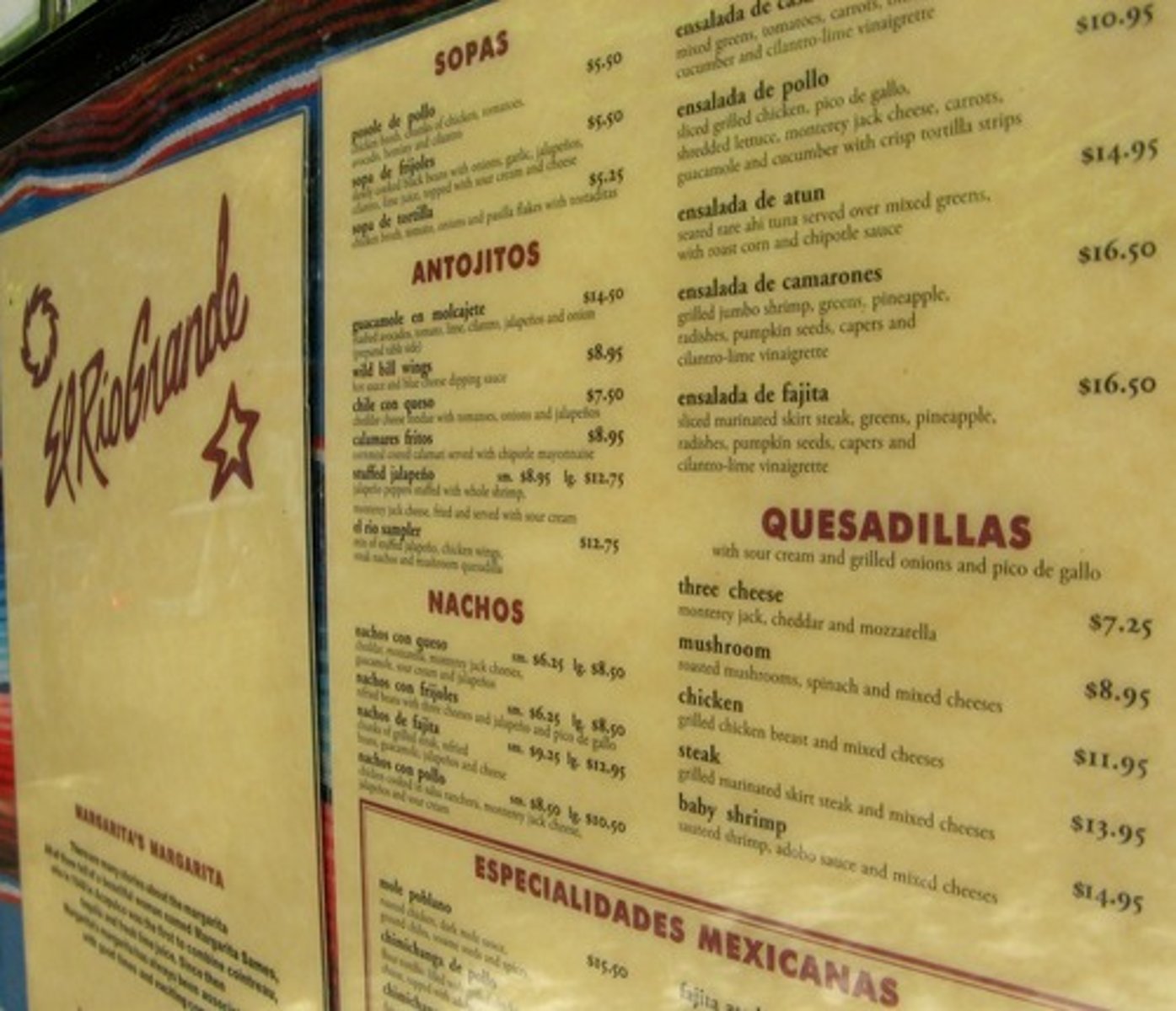 <p>the menu</p>