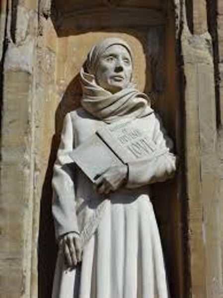 <p>Wrote the Book of Margery Kempe - considered the 1st autobiography in the Eng. language. Chronicles her pilgrimages to holy sites in Europe and Asia. Claimed to have vision that called her to leave the vanities of the world (saw vision of Christ). Was tempted by sex and jealousy, but was devout. Acts as best insight that points to a mid. class female experience in the Middle Ages. Records the tension in late medieval England between orthodoxy and religious dissent. Was tried for illegal acts, but proved orthodoxy. Went into crying fits and many were skeptical, but eventually believed she spoke with God.</p>