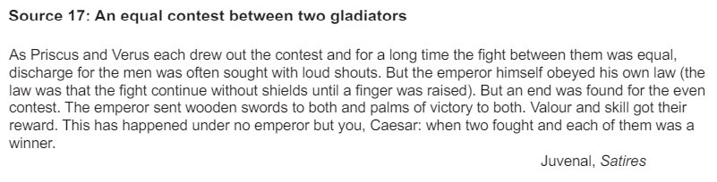 <p>An equal contest between two gladiators</p>