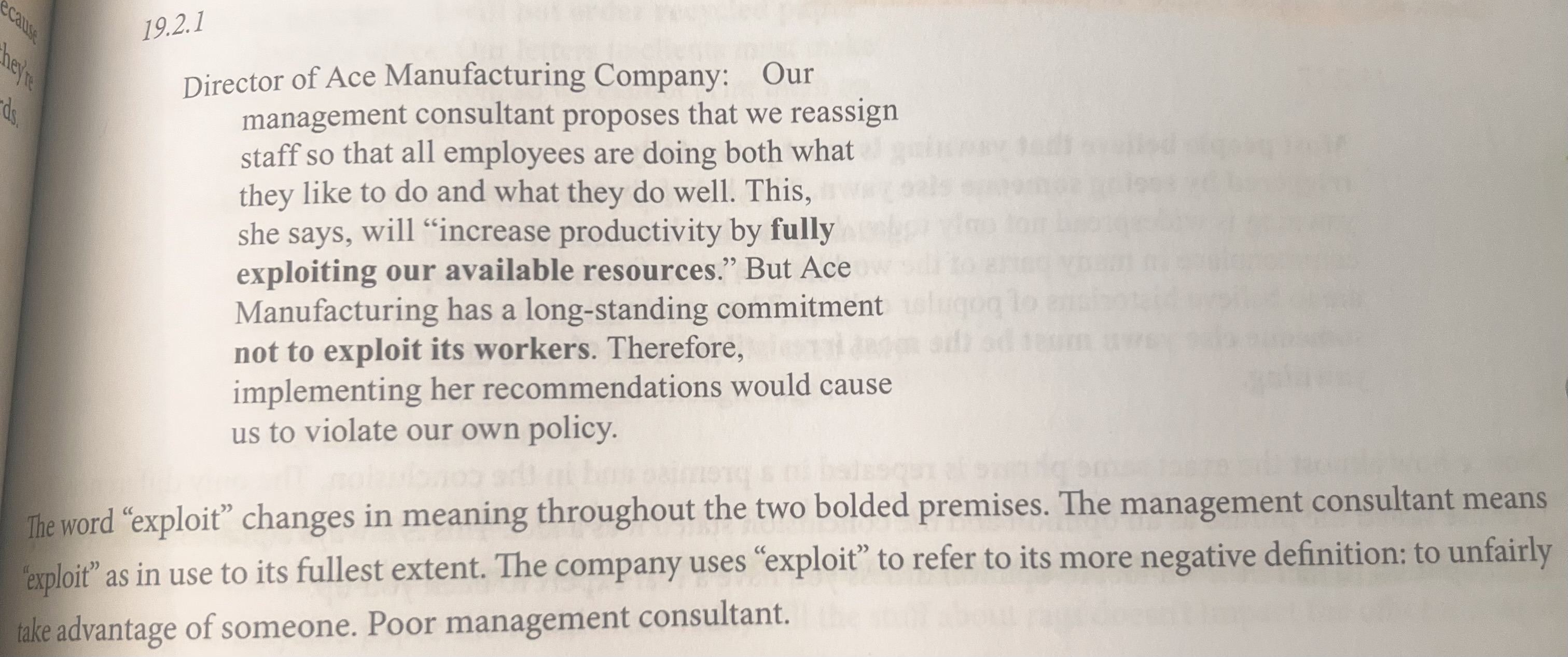 <ol><li><p>Crazy person uses a word or idea, intending on of its possible meanings.</p></li><li><p>Crazy person concludes something using the other possible meaning of the word or idea. </p></li><li><p>Hilarity ensues. </p><p>Happens when the author changes the meaning of a word throughout an argument.</p><p>Loophole-What if we shouldn’t let words change in meaning?</p></li></ol><p></p>