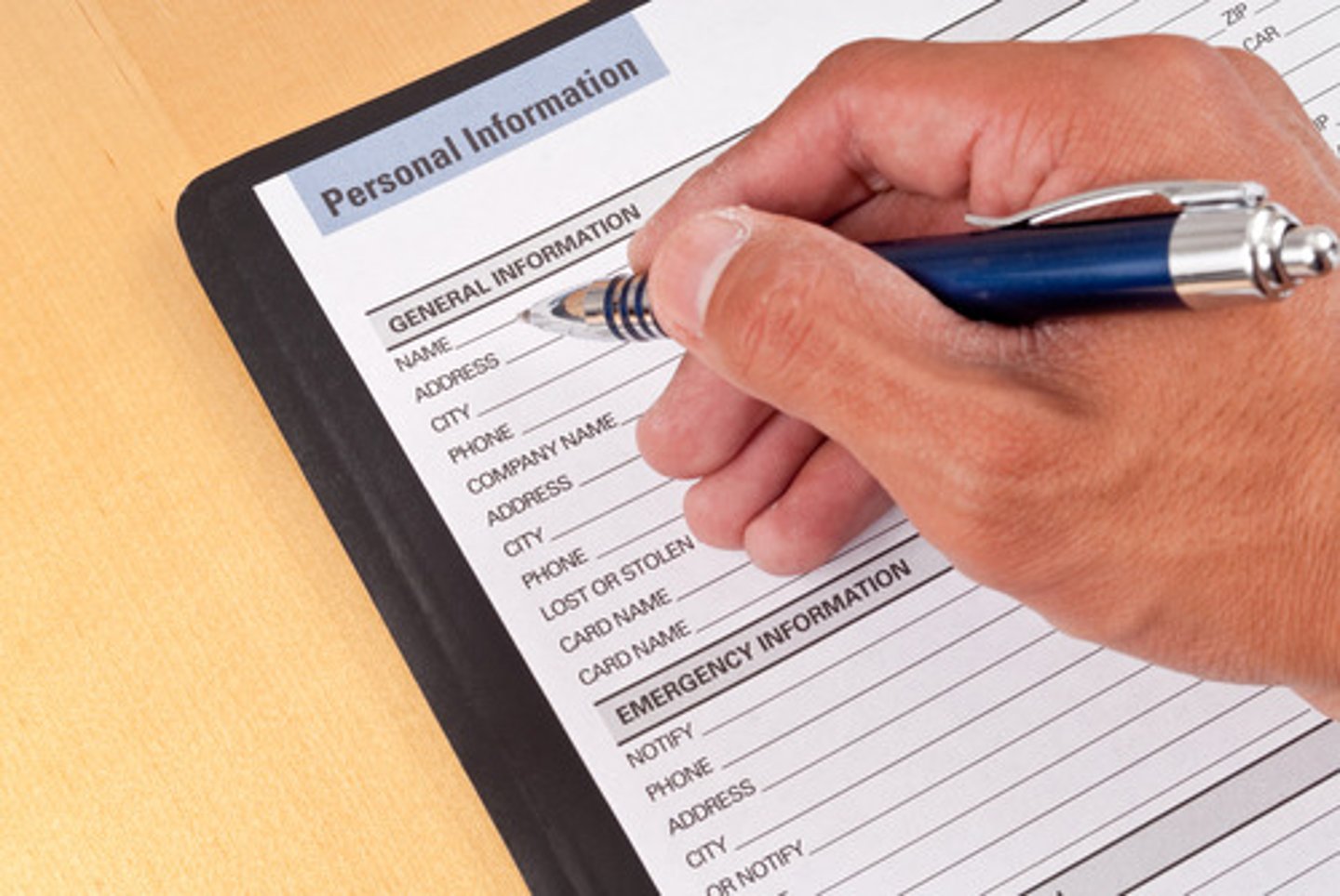 <p>to fill out a form</p>