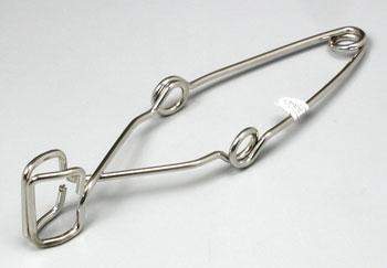 <p><span>Made of metal; has a clamp with a spring handle; used to hold a test tube</span></p>