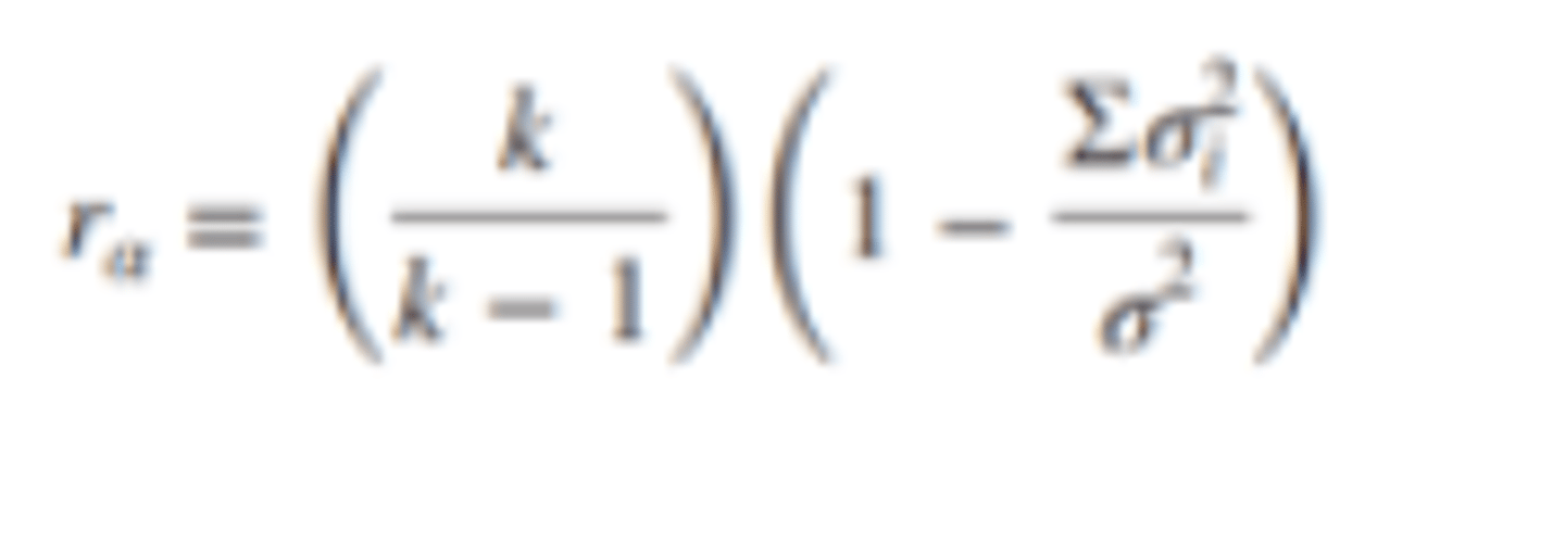 <p>• Ranges in value from 0 to 1</p><p>o Help answer questions about how similar sets of data are.</p><p>o 0: absolutely no similarity to 1: perfectly identical</p><p>o a value of alpha above .90 may be “too high” and indicate redundancy in the items.</p>