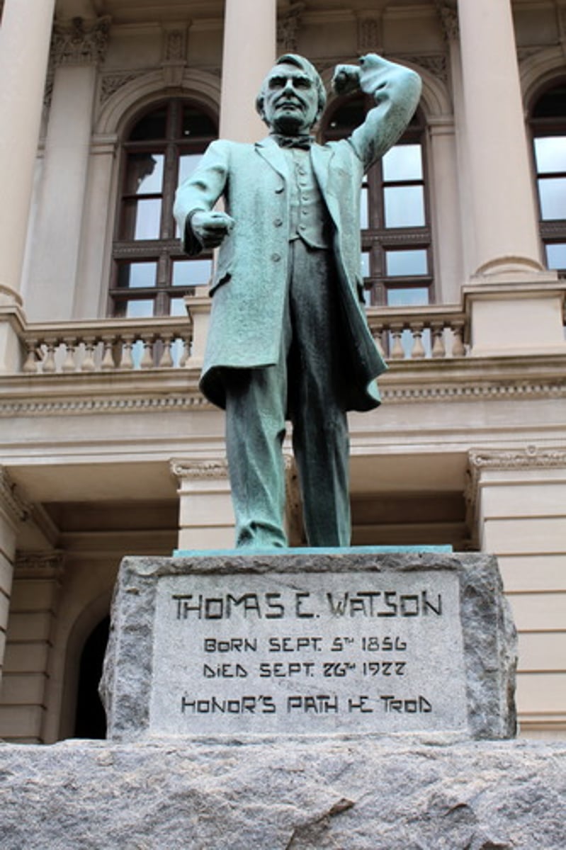 <p>elected to the U.S Congress, became known as a champion of Georgia's farmers, and he sponsored and pushed through a law providing for RFD-rural free delivery</p>