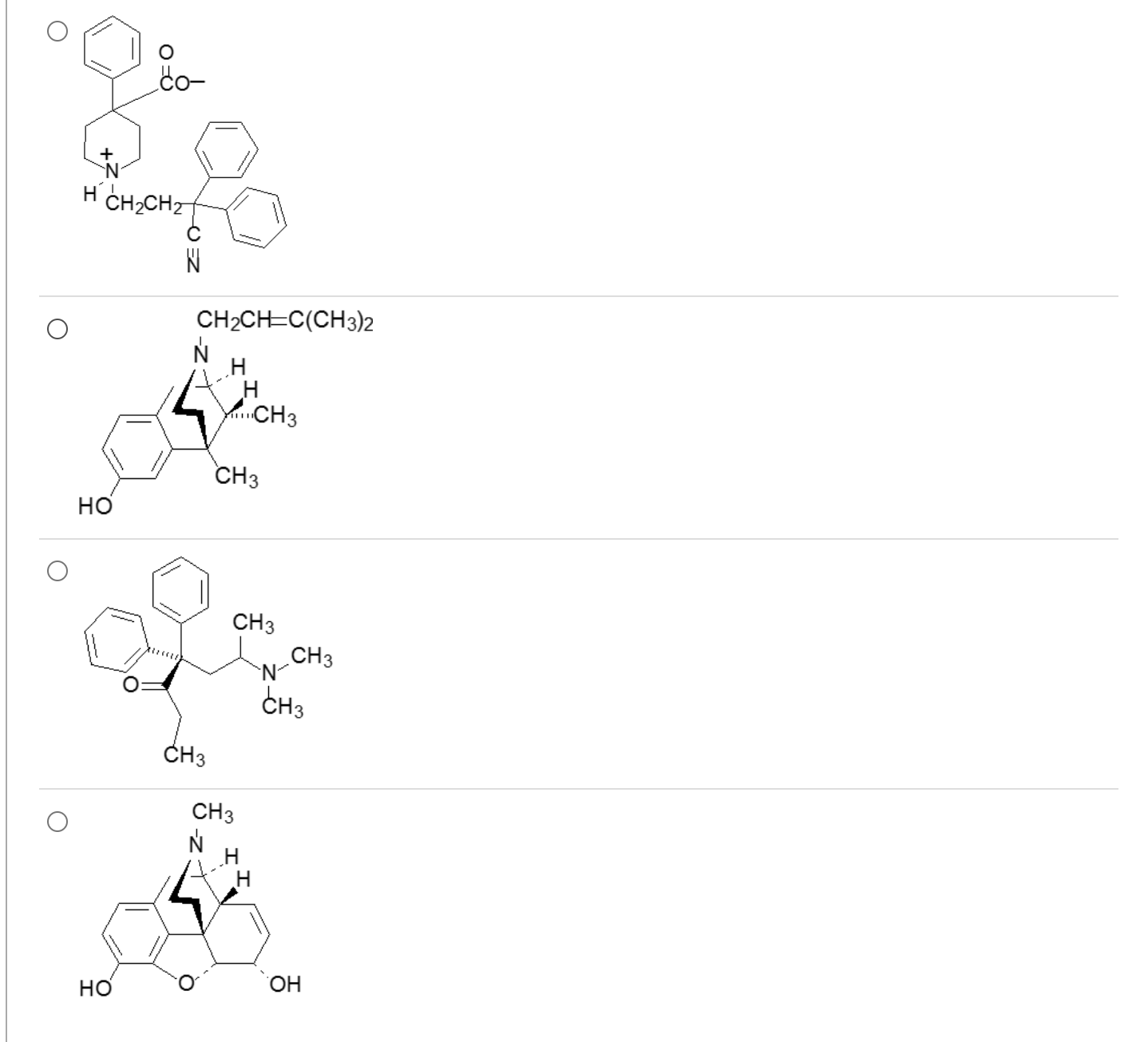 <p>Which one of these demonstrates antidiarrheal effects with minimal to no CNS activity?</p>