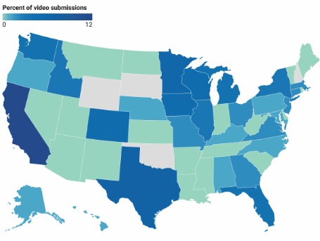 <p>A thematic map that uses tones or colors to represent spatial data as average values per unit area.</p>