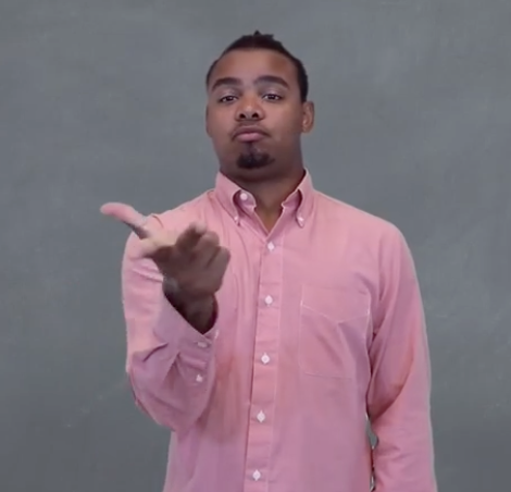 <p>Put your left hand in the “3” handshape; move your hand in a circular motion away from your body </p>