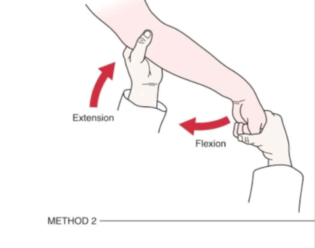 <p><strong><span>Purpose: </span></strong><span>To assess for tendinosis of the common extensor tendon. Test for Tennis elbow/lateral epicondylitis</span></p><p><strong><span>Steps:</span></strong></p><p><span>1.The client is seated, with his elbow extended.</span></p><p><span>2.The therapist passively flexes the client’s wrist.</span></p><p><span>&nbsp; 3. Pronate the hand.</span></p><p><strong><span>Result:</span></strong><span> A positive test result is pain local to the common extensor tendon.</span></p>