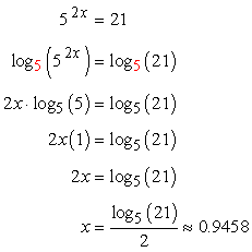 <p>Keep the exponential expression on one side of the equation, get the logarithms of both sides of the equation using any base, solve for the variable.</p>