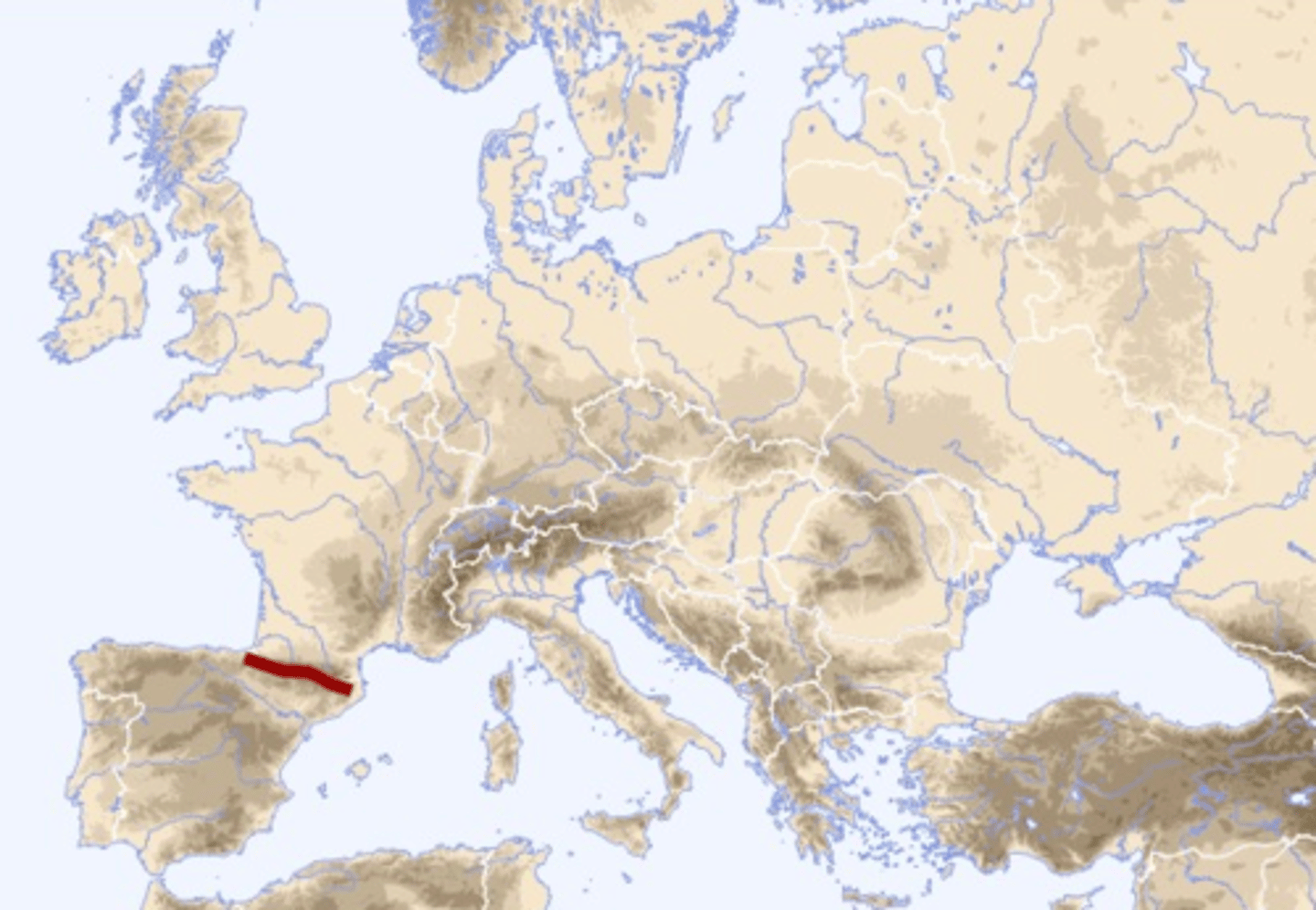 <p>A chain of moutains between France and Spain</p>