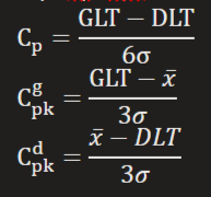 <p>Cp i Cpk to wskaźniki zdolności jakościowej procesu</p><p>Cp - zdolność potencjalna</p><p>Cpk - zdolność chwilowa</p>