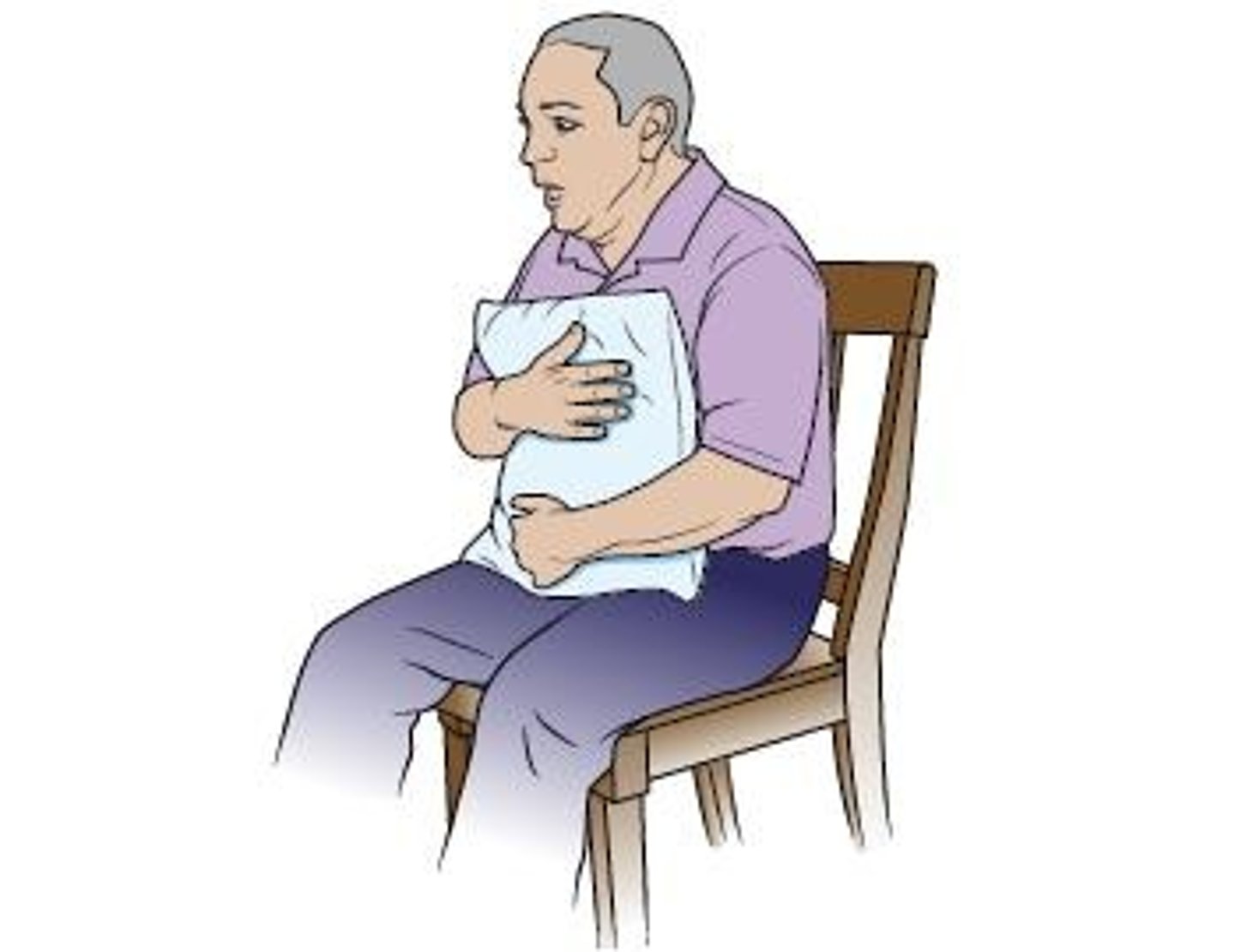 <p>pillow is used to apply gentle pressure to the painful area (surgical incision, rib fx)</p>