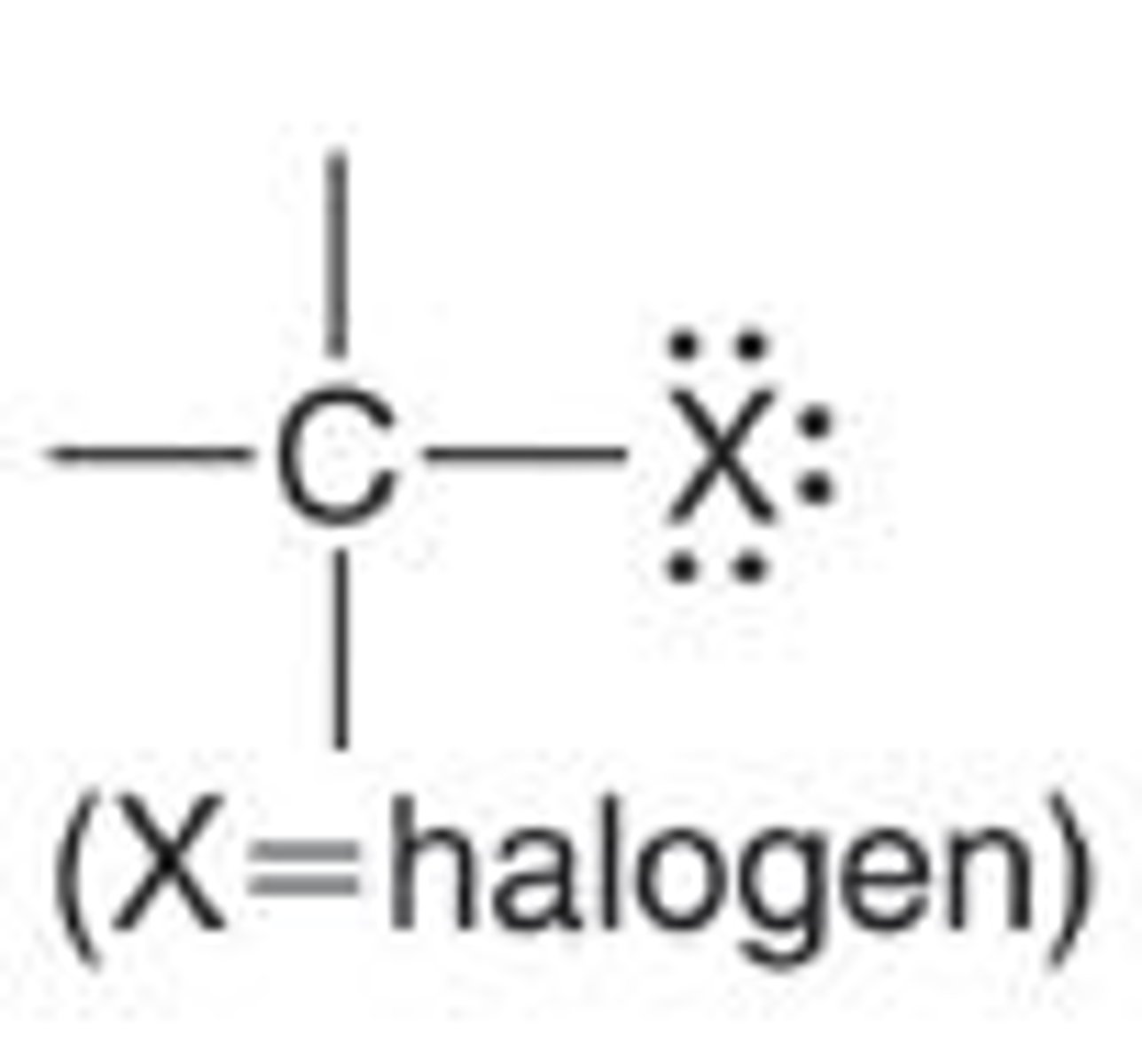 <p>Has a halogen bonded to carbon</p>