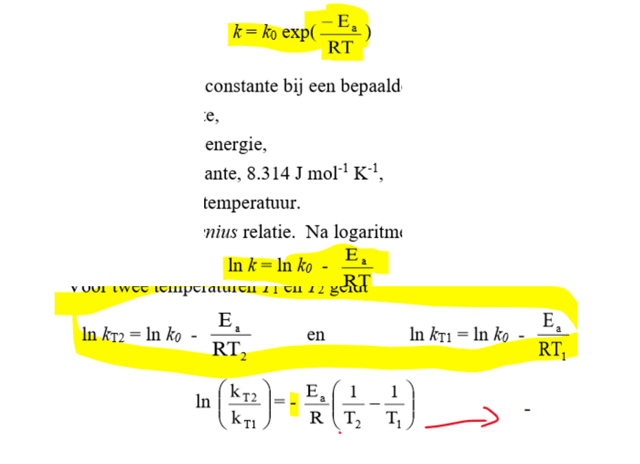 <p>Hiermee kan snelheidsconstante berekend worden. Uit de k kan dan weer de activeringsenergie berekend worden.</p>