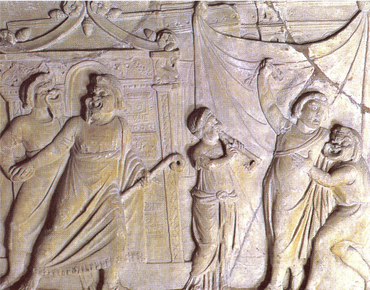 <p>A relief showing a scene from a comedy</p>