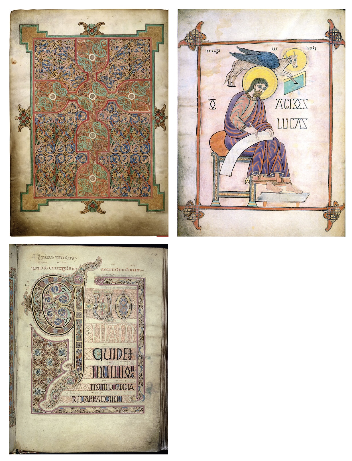 <p>c. 700 C.E. Illuminated manuscript (ink, pigments, and gold on vellum).</p>