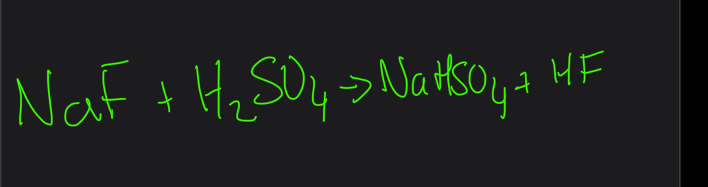 <p>Misty white fumes at the hydrogen halide gas</p>