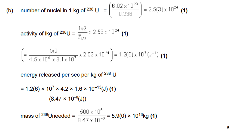 <p>Find number of nuclei in 1 kg</p><p>Find activity (since the definition is the number of decaying nuclei per second)</p><p>Then you have the number of decaying nuclei in 1kg, you are given how much energy 1 nucleus (atom) gives out so multiply to find out how much energy the 1kg gives out.</p><p>Then take the total energy required, divide by this number and that is total kg required.</p>
