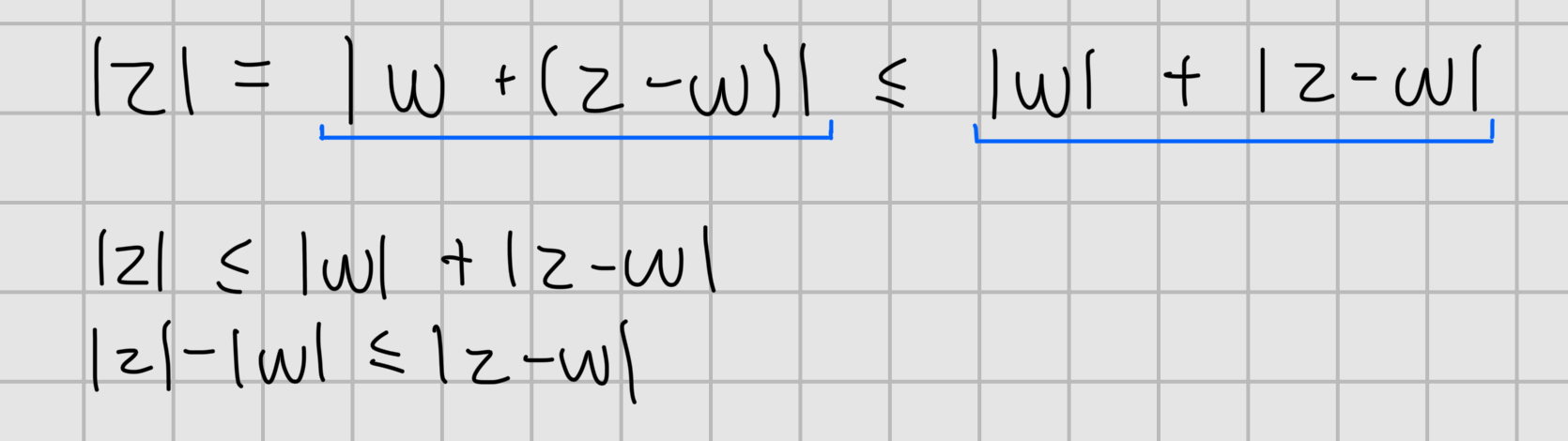 <ol><li><p>Express modulus of z with w</p></li><li><p>Rearrange</p></li></ol><p></p>