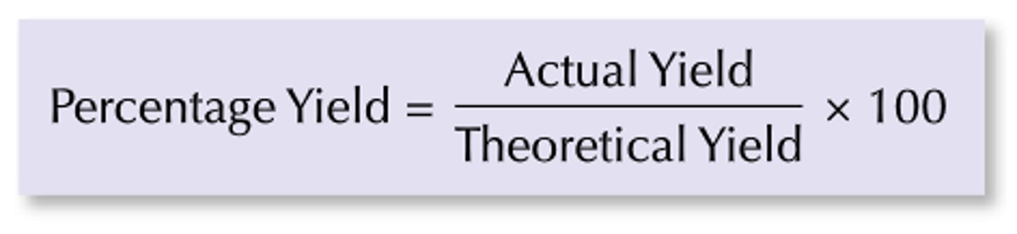 <p>(actual yield / theoretical yield) x 100</p>