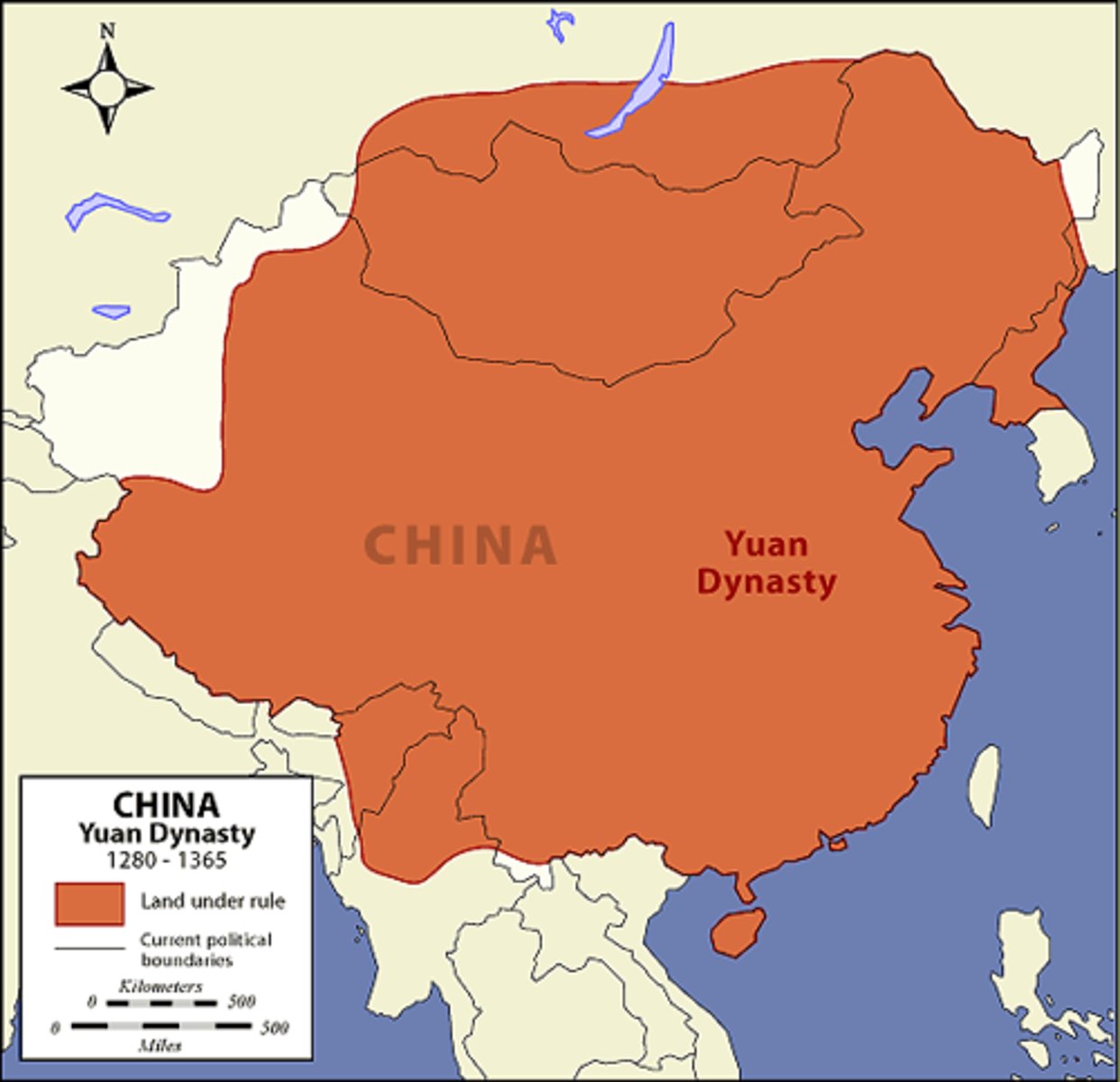 <p>(1279-1368 CE) Chinese dynasty under Mongol rule under Kublai Khan; centralized with bureaucracy but structure was different: Mongols on top->Persian bureaucrats->Chinese bureaucrats; did not emphasize Confucianism and the civil service exams</p>
