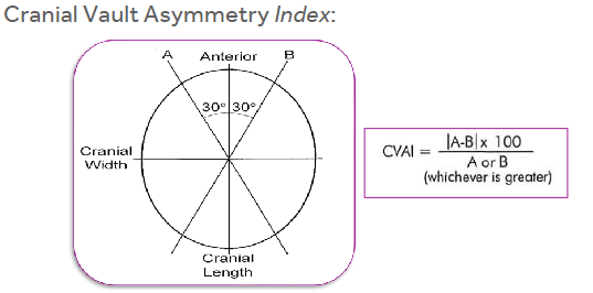 <p>Cranial Vault Asymmetry (CVA) or (TDD) Scale  </p>