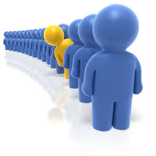 <p>In a line</p><p>In a line, people are in single file.</p>