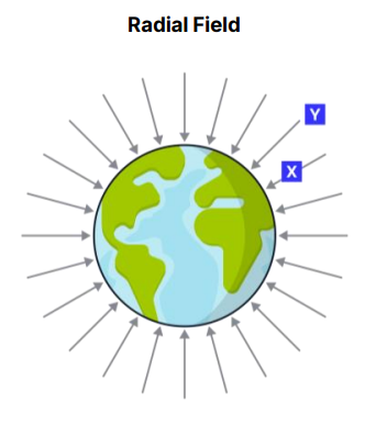 <p> which point has the strongest gravitational field, X or Y? Explain how the pattern of the field lines shows this. (1 mark)</p>