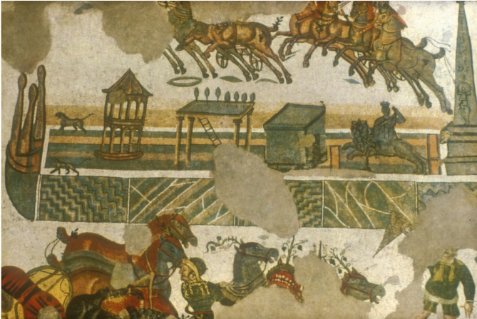 <p>A mosaic showing the Circus Maximus</p>