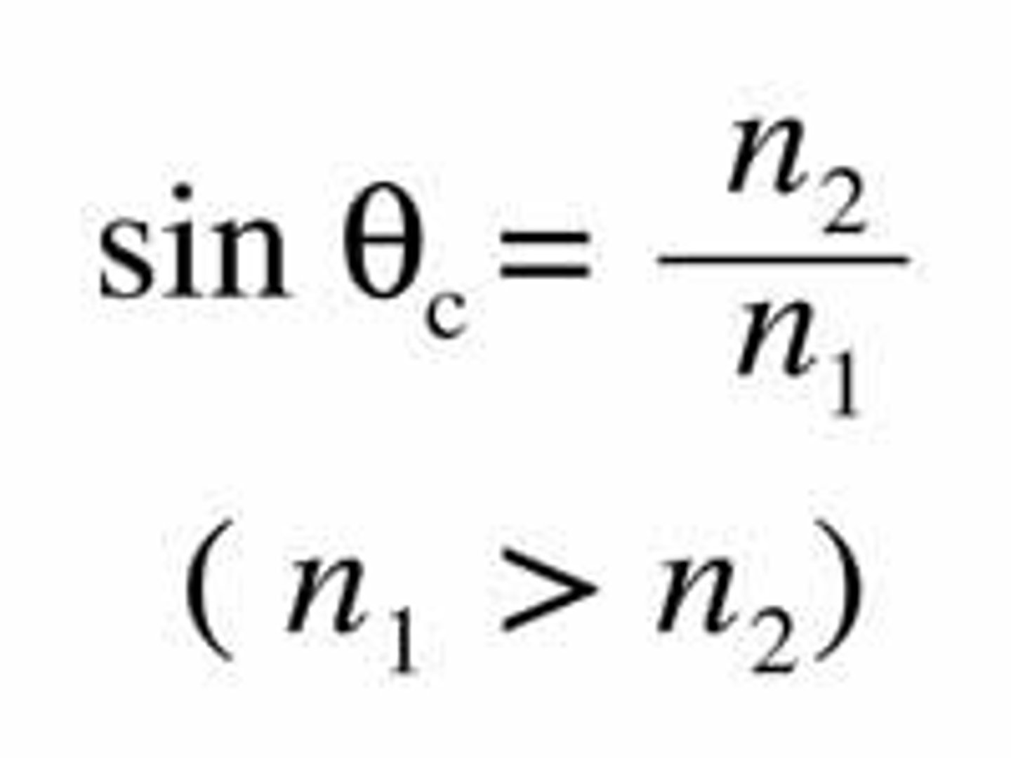 <p>Occurs when light is propagated from a higher refractive index thoward a medium with lower refr.index and with a larger angle than the critical angle. The critical angle is calculated by this formula: (1/sinBetac)= (n2/n1). Application: endoscopy</p>