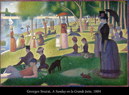 <p>the use of little colored dots to create effects</p><p>ex. Georges Seurat, A Sunday on la Grande Jatte</p>