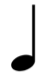 <p>Indicates that the note should be held for 1 beat. Looks like a filled in "O" with a vertical line coming out of the right side</p>