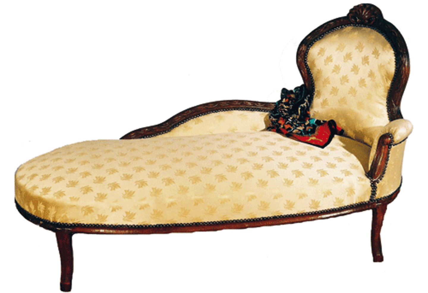 <p>Directoire</p><p>Fainting couch; a sofa or daybed with one arm higher than the other</p>
