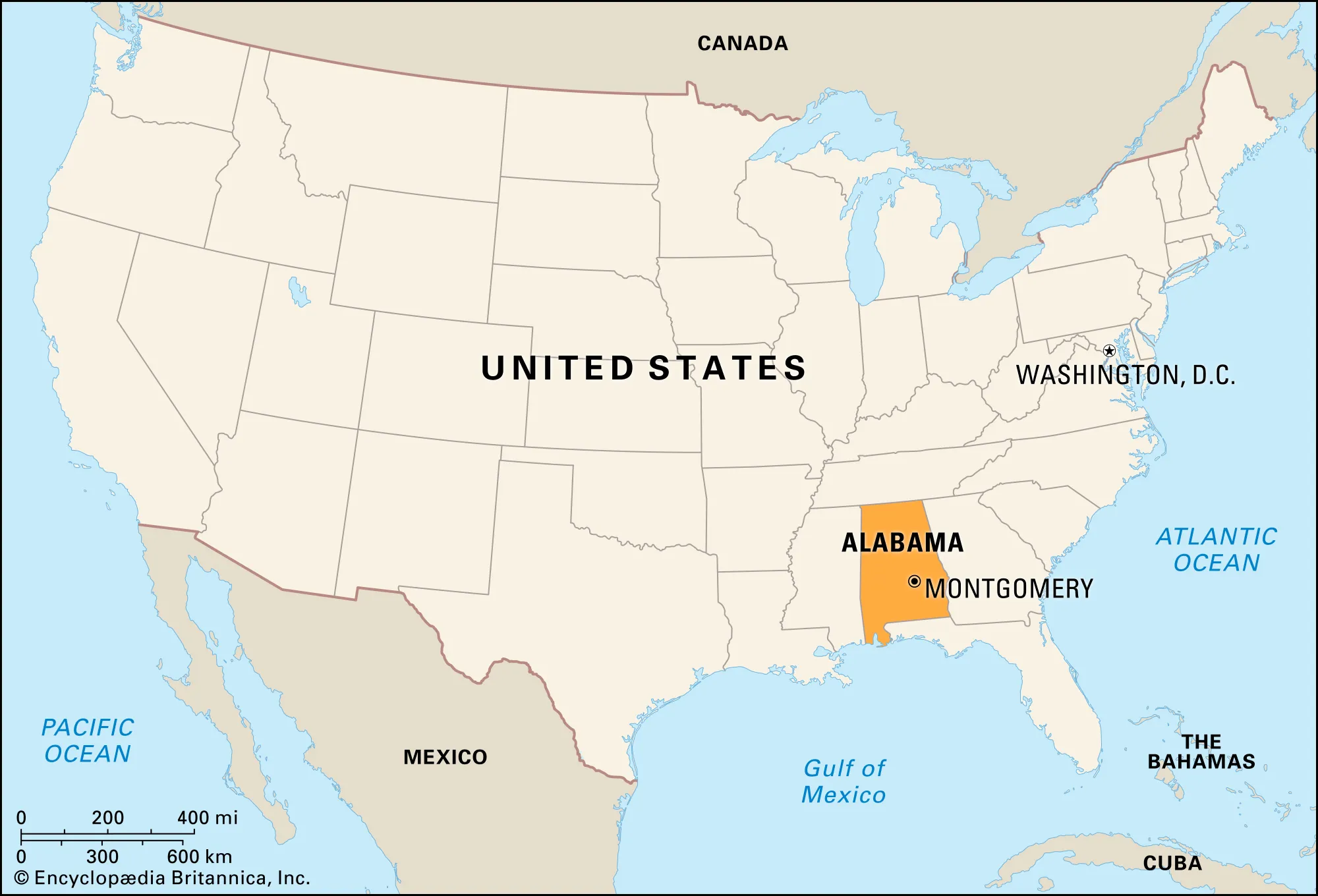 <p><span style="font-family: Arial, sans-serif; color: rgb(255, 0, 0)">&nbsp;Left and up of Florida, Montgomery is in the lower half, near the middle line, towards the right of the state.</span></p>