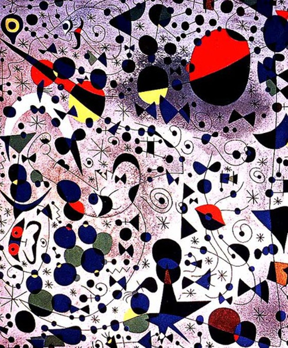 <p>A composition that has lots of things in it.</p><p>This could make the painting feel:</p><p>busy</p><p>stressful</p><p>energetic</p><p>Claustrophobic (a scary lack of space)</p>