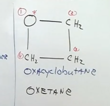 <p>You start with the oxacyclo. Priority is given to the oxygen atom, where it is numbered as 1. </p>