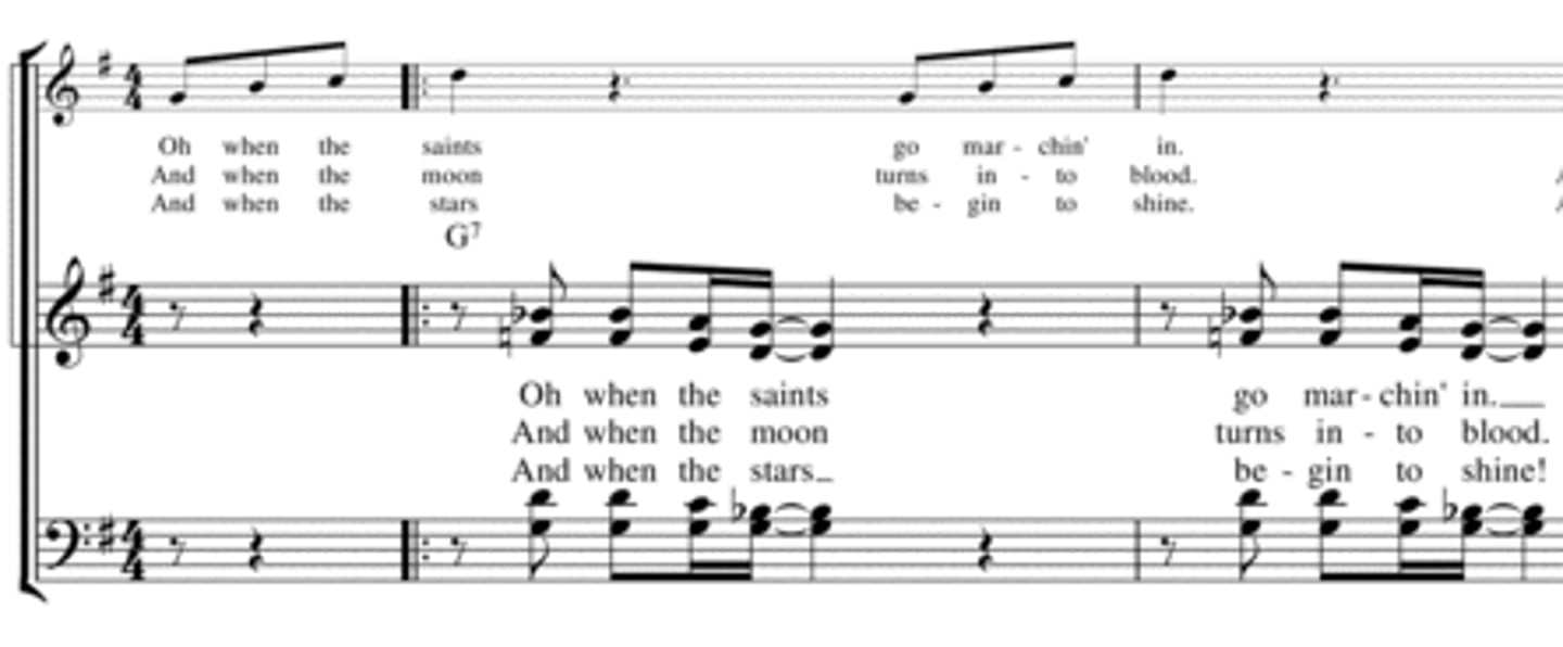 <p>a short melody (call) followed by an answering phrase (response)</p>
