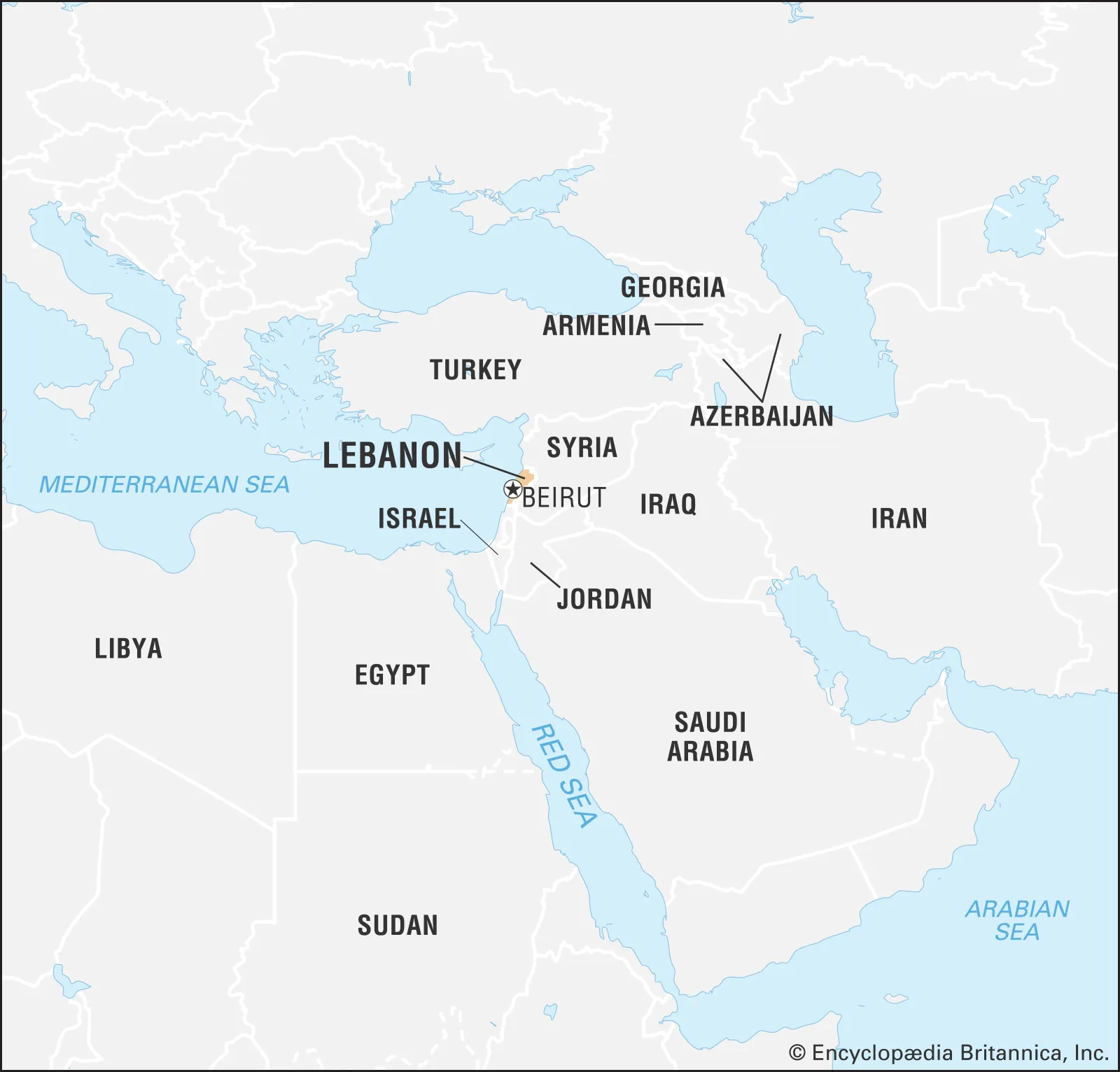 <p>Borders Syria and the Mediterranean </p>