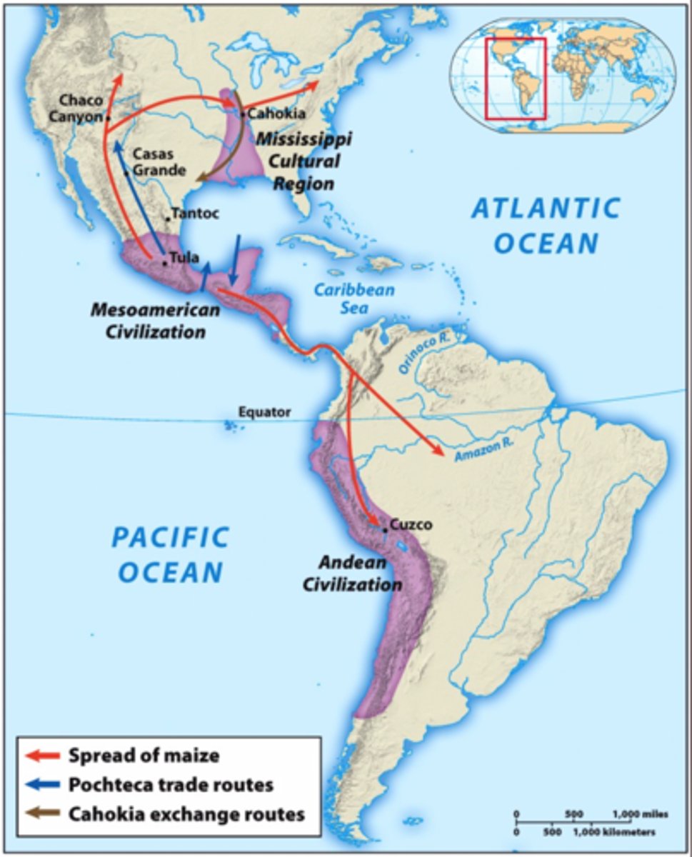 <p>The network of trade that linked parts of the pre-Columbian Americas. Provided a means of exchange for luxury goods and ideas over large areas</p>