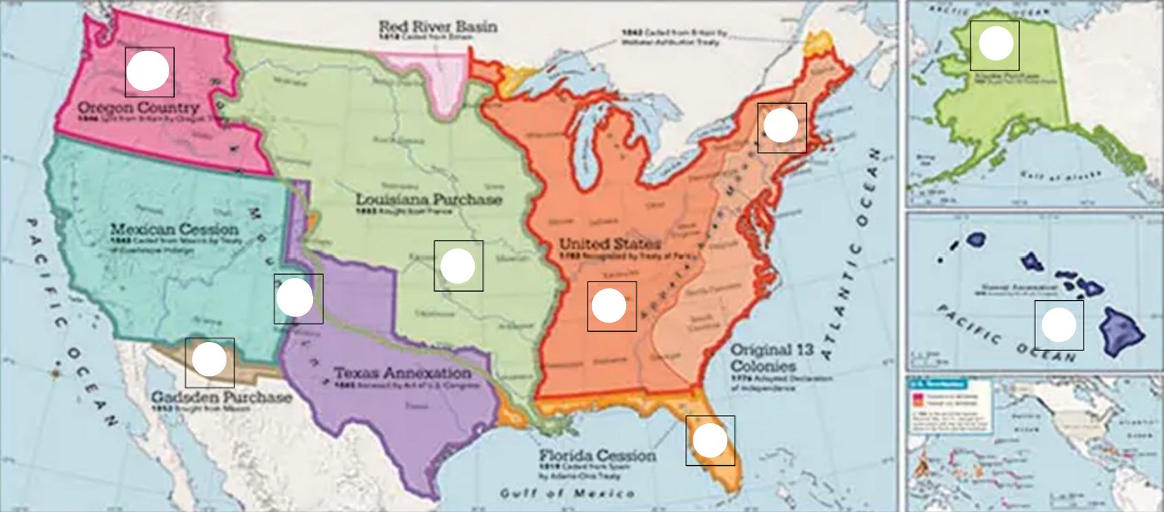 <ul><li><p><span>Number the different areas of land on this map in order of when they were adde</span></p><p></p></li></ul><p></p>