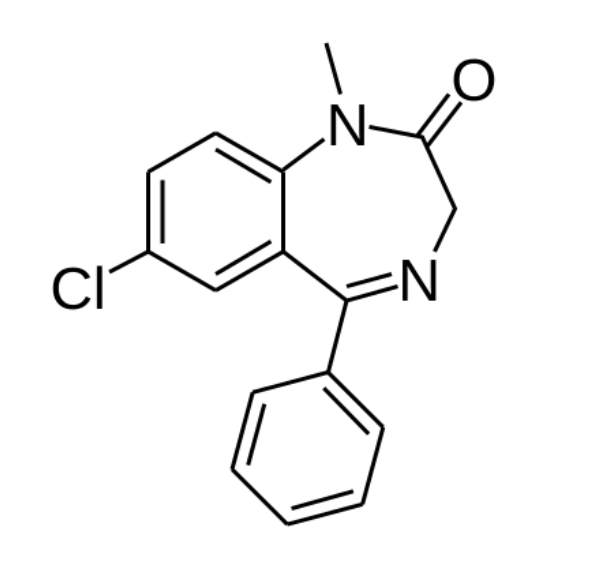 <p>uspokajające</p><p class="has-focus">wiąże się z receptorem benzodiazepinowym będącym częścią receptora GABA-A, nasila działanie GABA (głównego neuroprzekaźnika hamującego w OUN) zwiększenie częstości otwierania kanałów chlorkowych (Cl⁻)</p><p class="has-focus is-empty"></p><p class="has-focus is-empty">hiperpolaryzacja neuronu</p><p class="has-focus is-empty"></p><p class="has-focus is-empty">zmniejszenie pobudliwości neuronów</p><p class="has-focus is-empty"></p><p class="has-focus is-empty">przeciwlękowe, uspokajające, nasenne (słabe)</p>