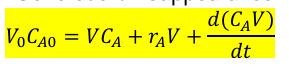 <p>Input = Output + Generation/Disappearance + Accumulation</p><p></p>