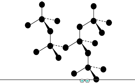 <p>3D tetrahedral structure of C atoms, with each C atom bonded to four others </p>