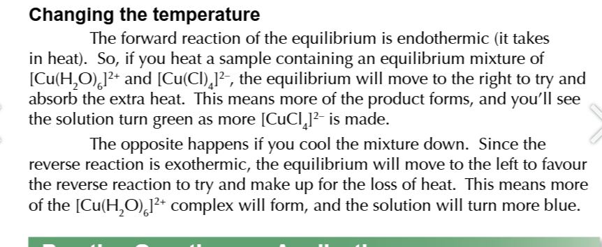 <p>changing the temperature</p>