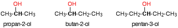 <p>The carbon with the -OH group attached is joined directly to two alkyl groups which may be the same or different </p><ul><li><p>general formula = R<sub>2</sub>CHOH</p></li></ul><p></p><p></p>