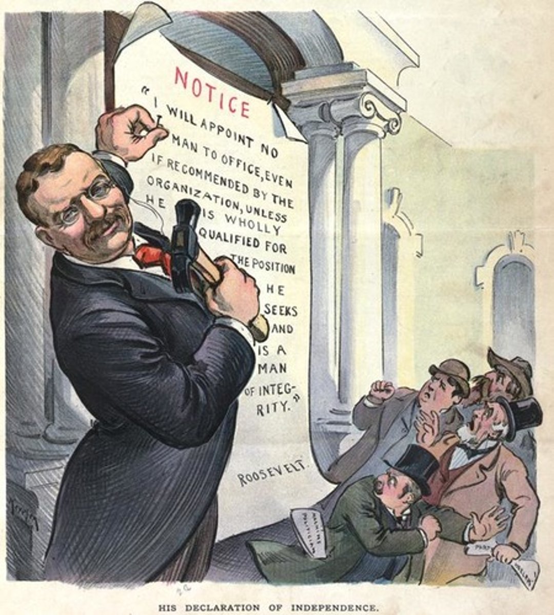 <p>Government employees received jobs based on exam scores.</p>