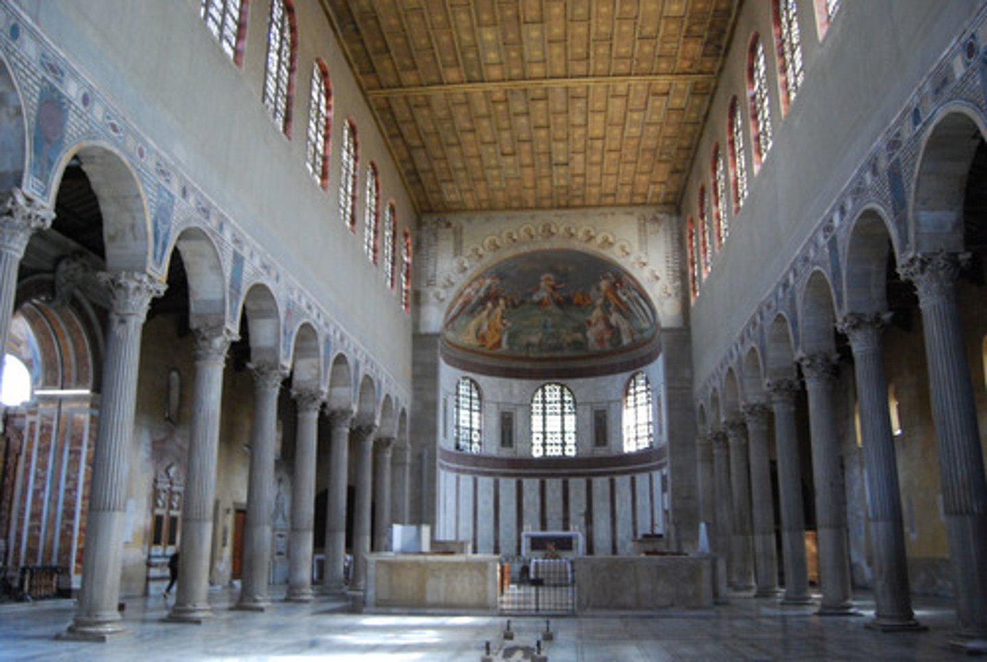 <p>In Christian architecture, an axially planned church with a long nave, side aisles, and an apse for the altar</p>