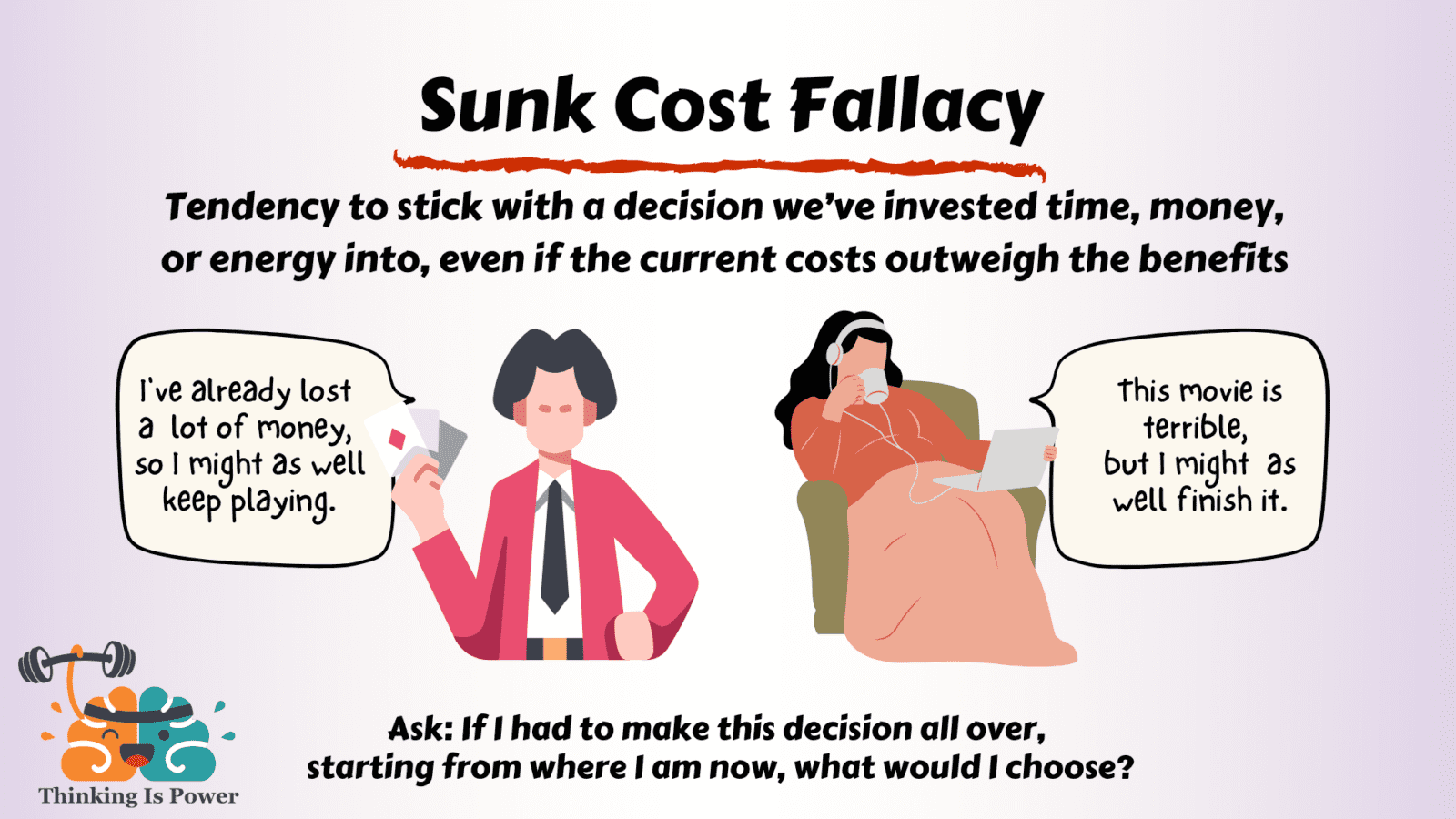 <p>Continuing something just because you’ve already invested in it; past investment not present value.</p>