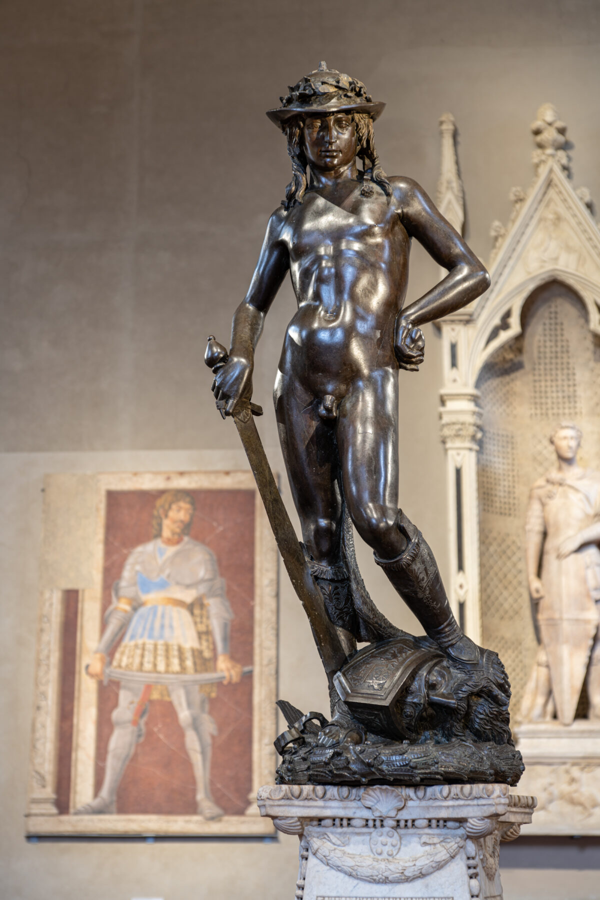 <p><strong>David</strong></p><p>Donatello</p><p>Early Italian Renaissance</p><p>1440</p><p>Bronze</p>