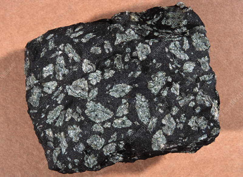 Rocks with porphyritic texture consist of large-sized euhedral and subhedral minerals, which belong to one or more mineral species, and are developed in a microcrystalline mass.

\
\-he porphyritic texture documents 2 distinct crystallization phases; phenocrysts (large crystal surrounded by small crystals) formed first through a process of slow crystallization; ground mass formed in the second phase through rapid cooling process, which is often induced by the ascending magma movement